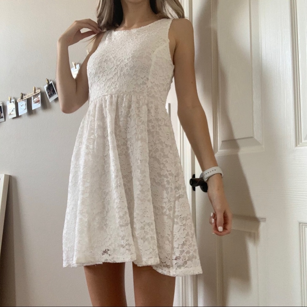 White lace mini dress